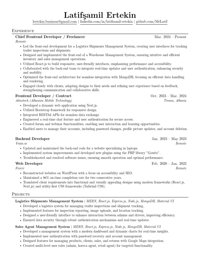 Frontend Developer Resume Overview | PDF | Usability | Computing
