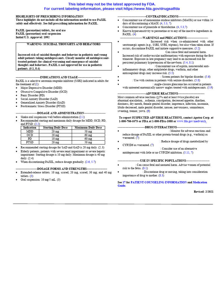 S 077 LBL | PDF | Antidepressant | Selective Serotonin Reuptake Inhibitor
