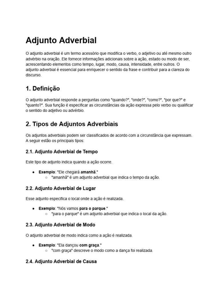 Adjunto Adverbial | PDF | Advérbio | Gramática