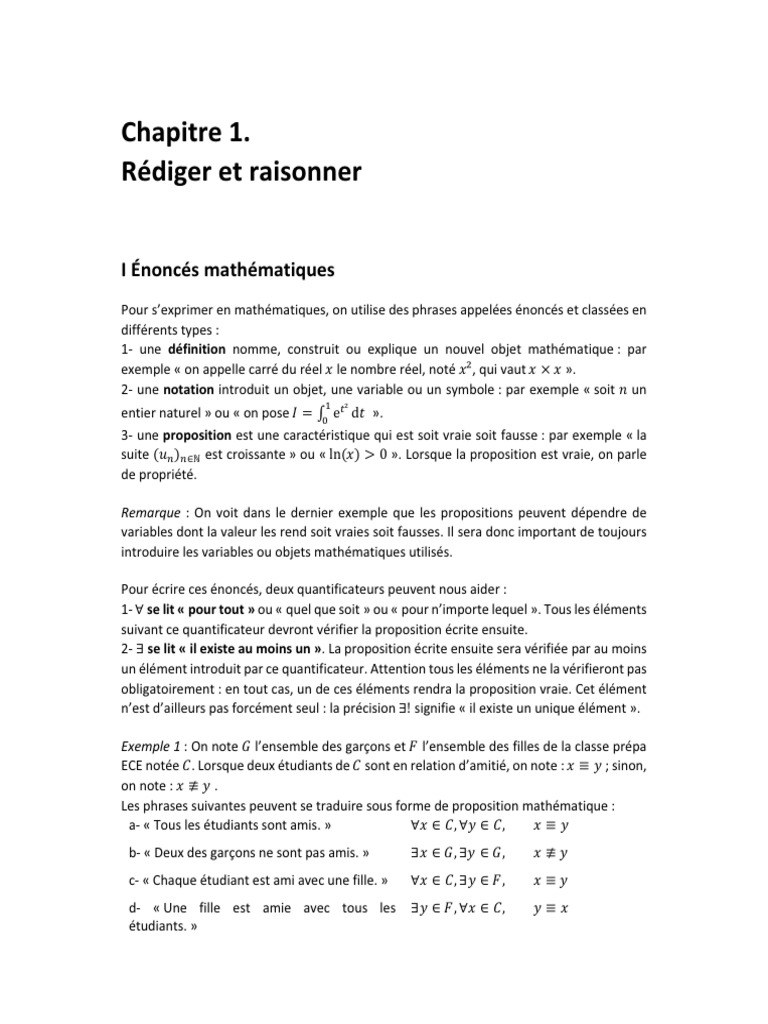 Chapitre 1. Rédiger Et Raisonner Edition Ellipses | PDF