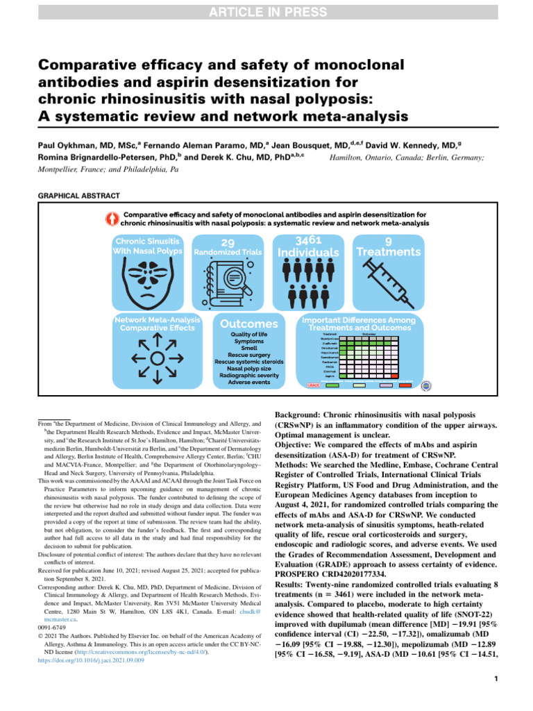 Comparative Efficacy and Safety of Monoclonal Antibodies and Aspirin ...