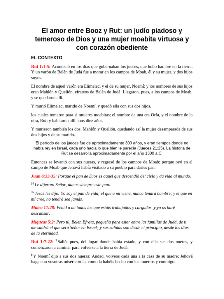 El Amor Entre Booz y Rut | PDF | Rut (figura bíblica) | Libro de rut