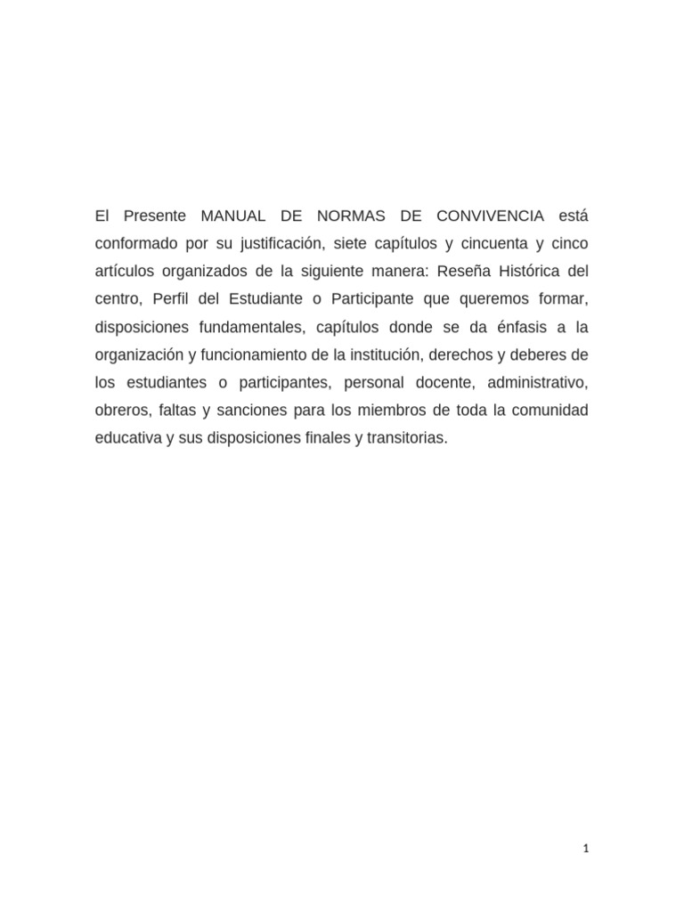 Normas de Convivencia Escolar | PDF | Maestros | Institución