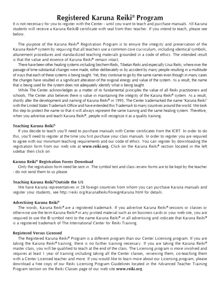 Karuna Reg Form | PDF | Reiki