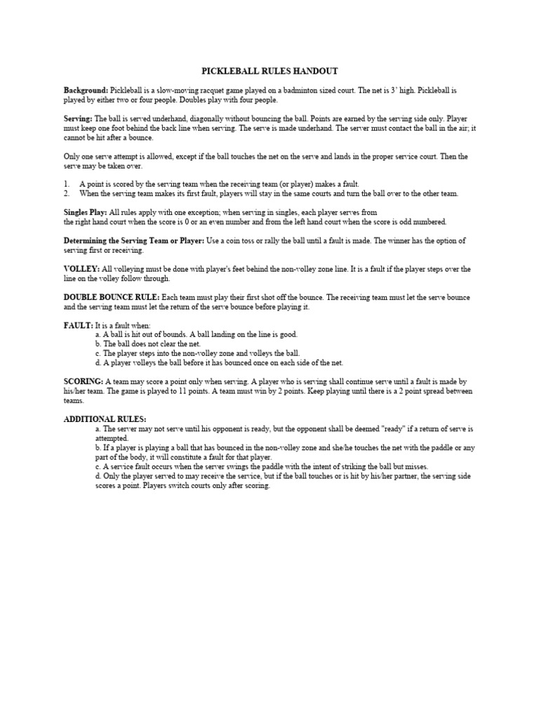 Essential Pickleball Rules Guide | PDF | Ball Games | Games Of Physical ...