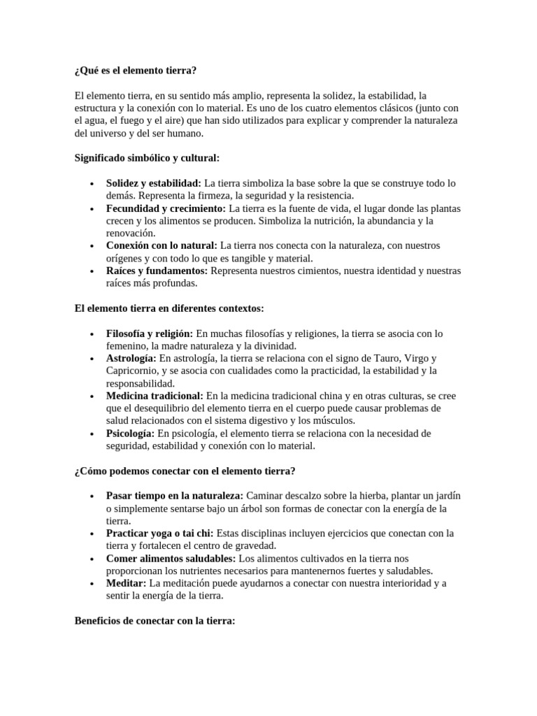 Qué Es El Elemento Tierra | PDF | Naturaleza | Meditación