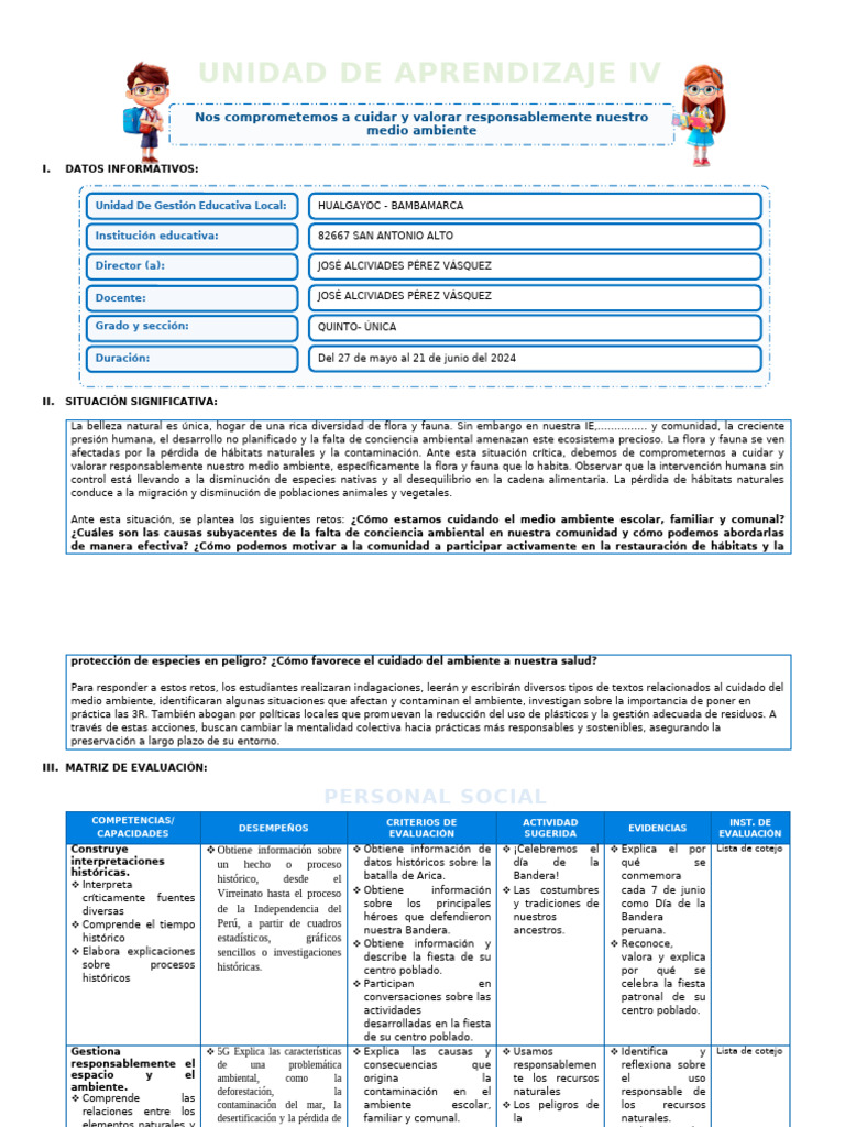 Unidad de Aprendizaje IV - 2024 - Editora Quipus Perú | PDF | División ...