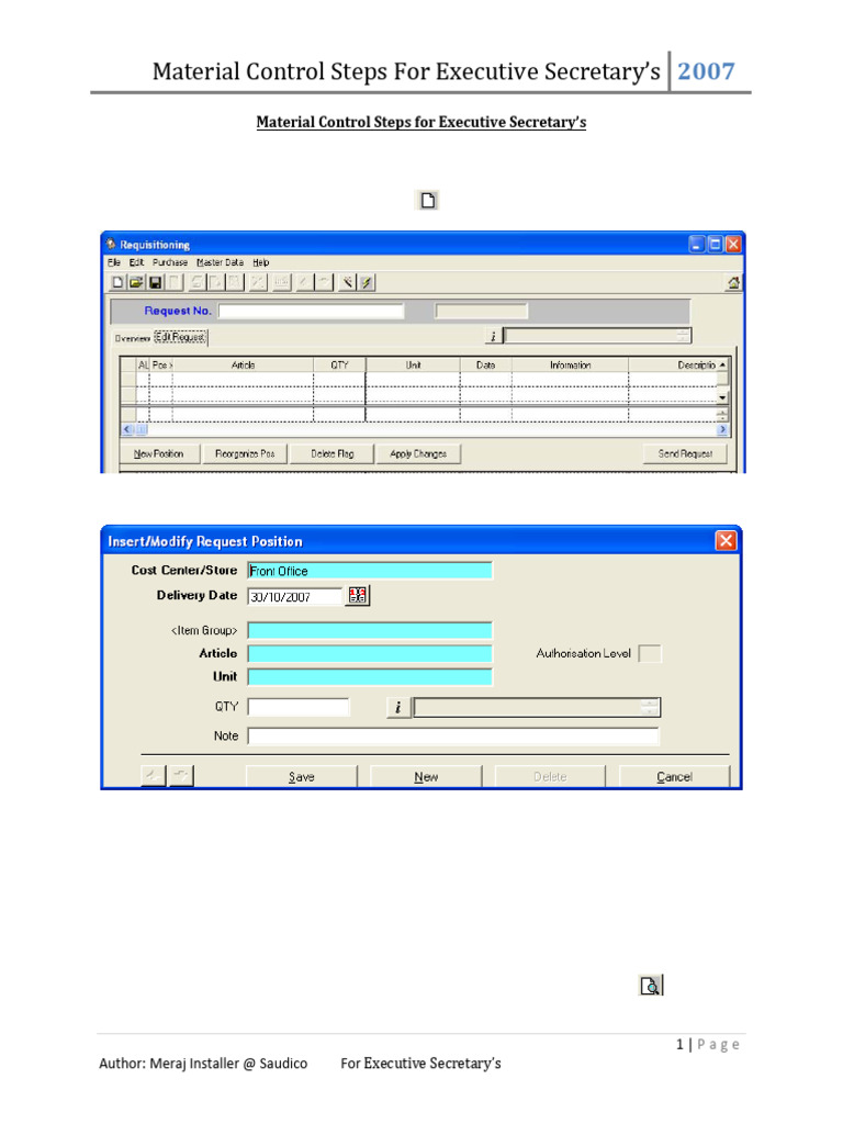 Material Control Steps For Executive Secretary | PDF | Software | Computing