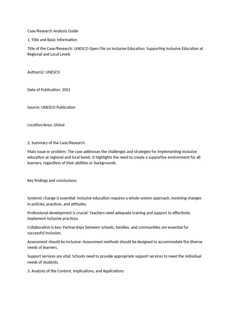 Case Study | PDF | Inclusion (Education) | Teacher Education