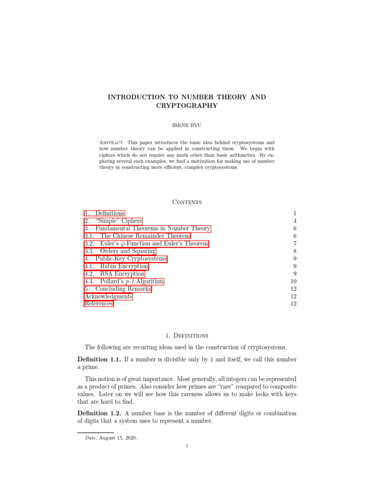 Introduction to number theory and cryptography abstract pdf