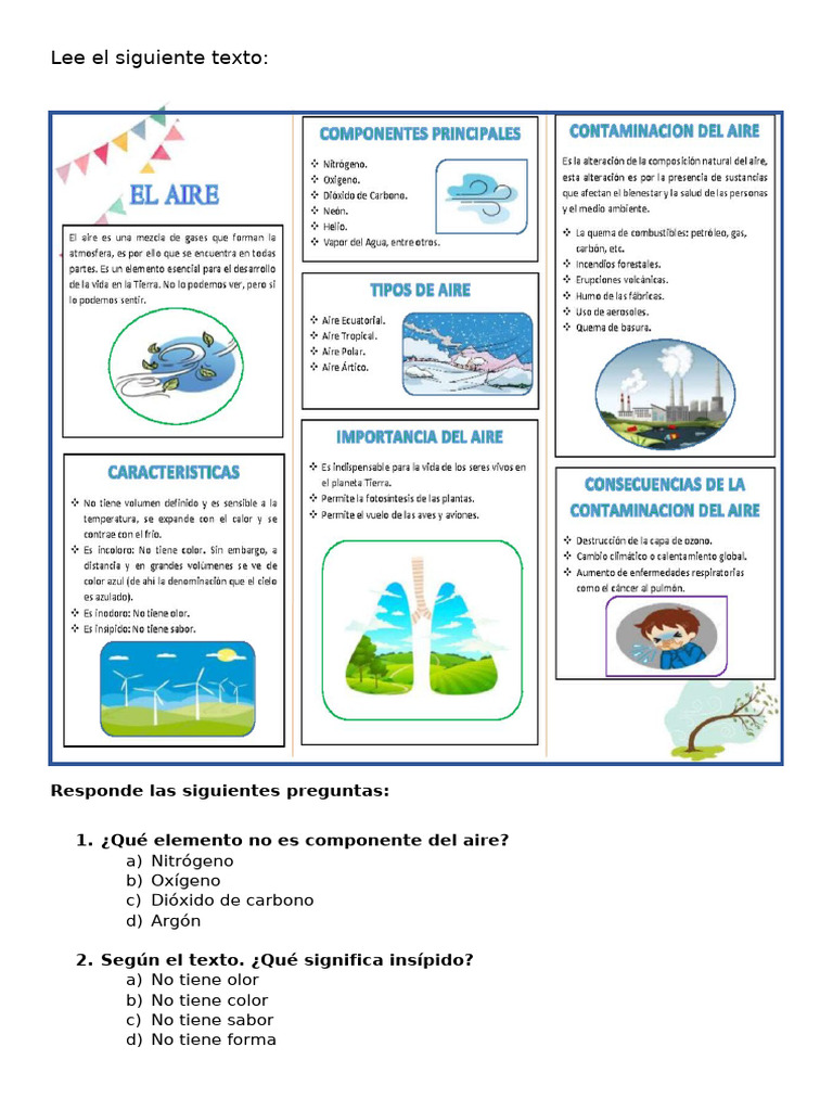 Cuestionario sobre el Aire | PDF