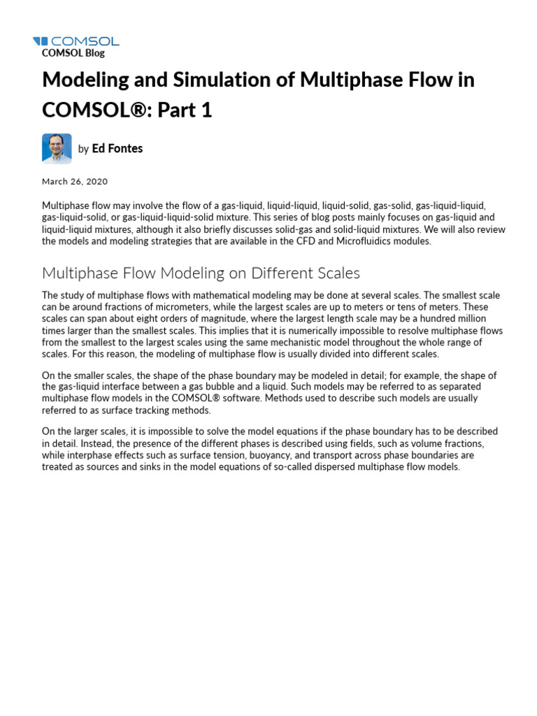 Modeling and Simulation of Multiphase Flow in COMSOL® - Part 1 | PDF ...