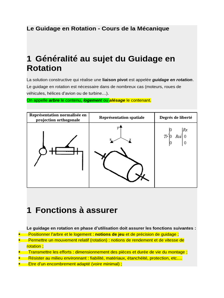 Le Guidage en Rotation | PDF | Palier (mécanique) | Machine