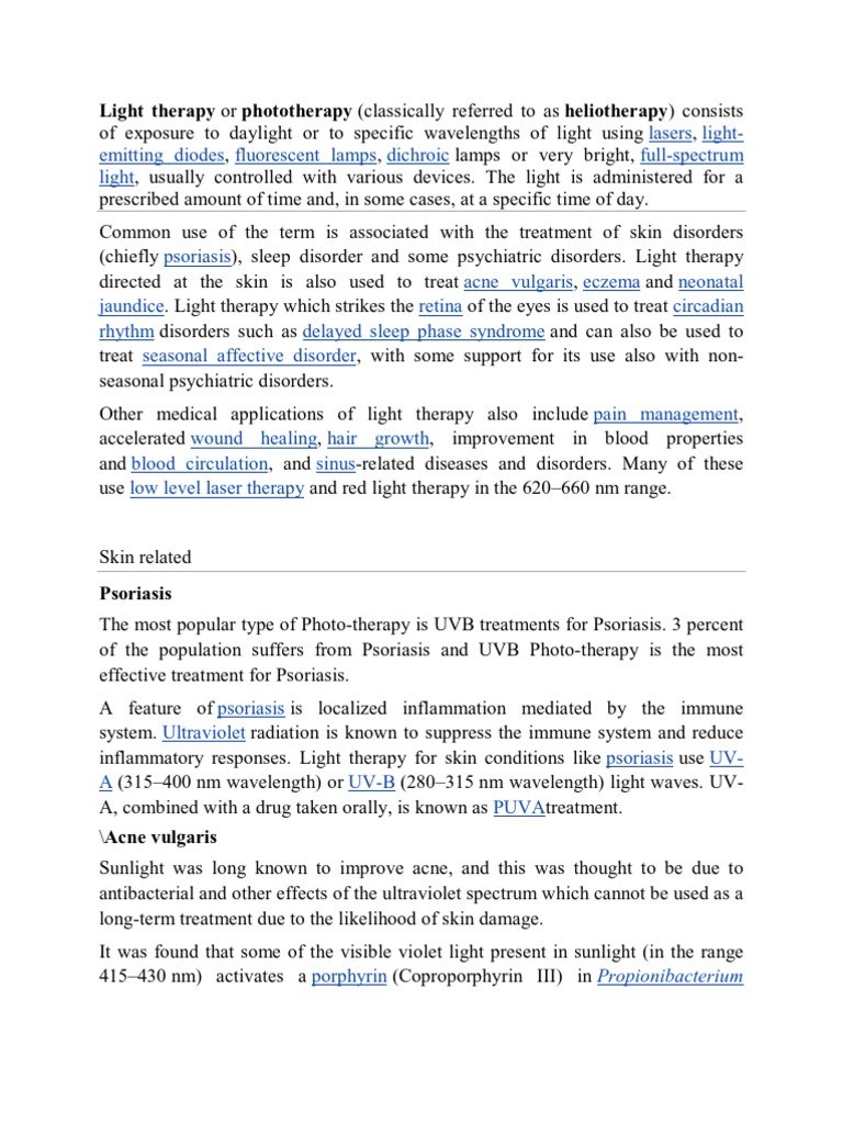 Light Therapy PDF Medicine Diseases And Disorders