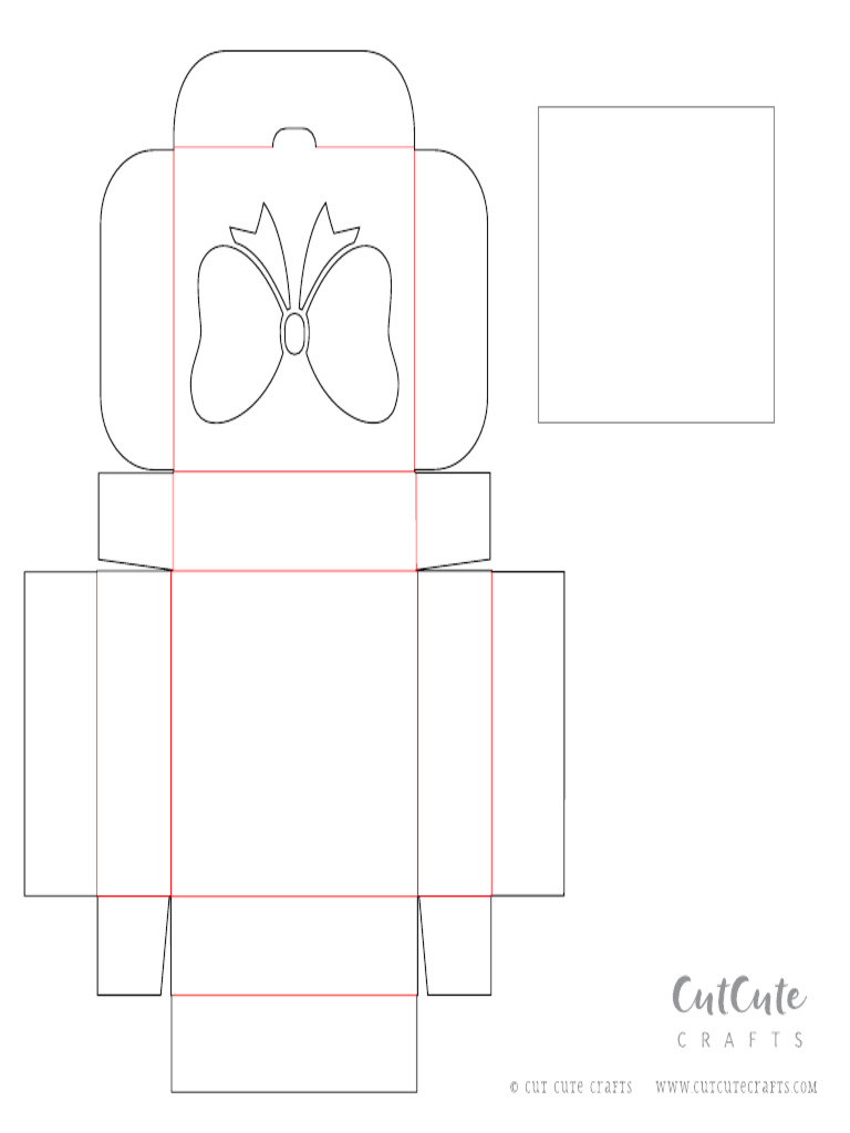 3.5in Square Bow Window Hair Bow Box Glue Template | PDF