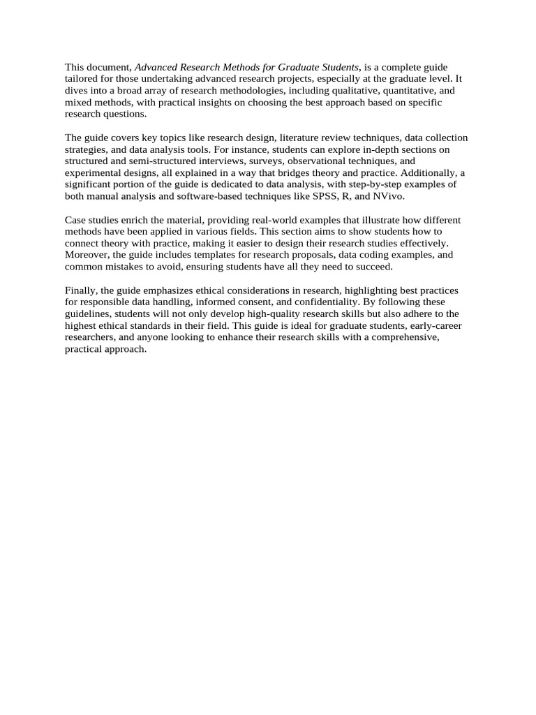 Advanced Research Methods Guide for Graduates | PDF | Art