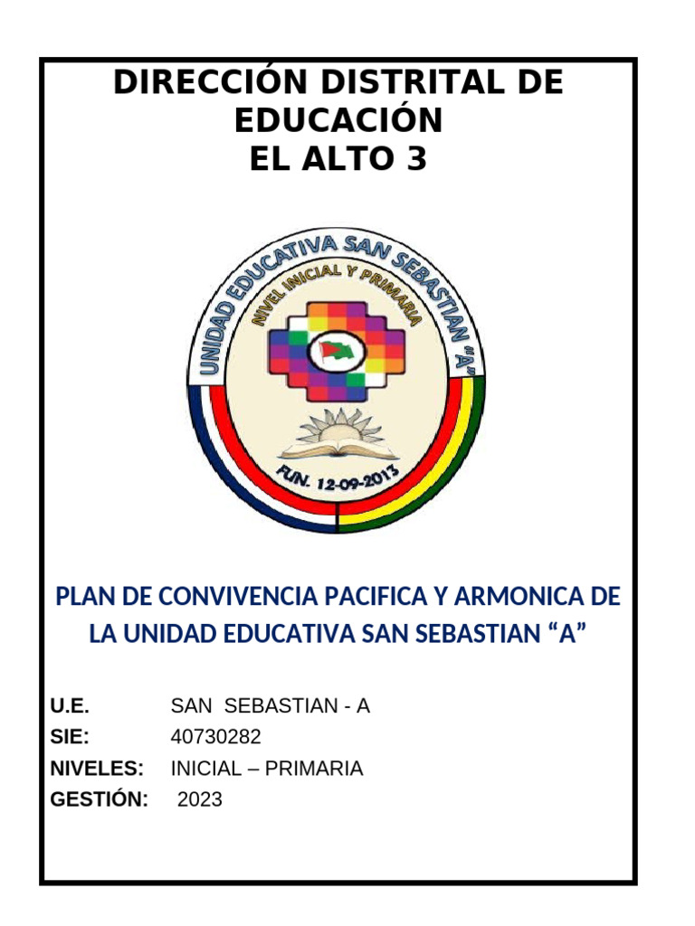 Plan de Convivencia Armonica 2023 | PDF | Violencia | Aprendizaje