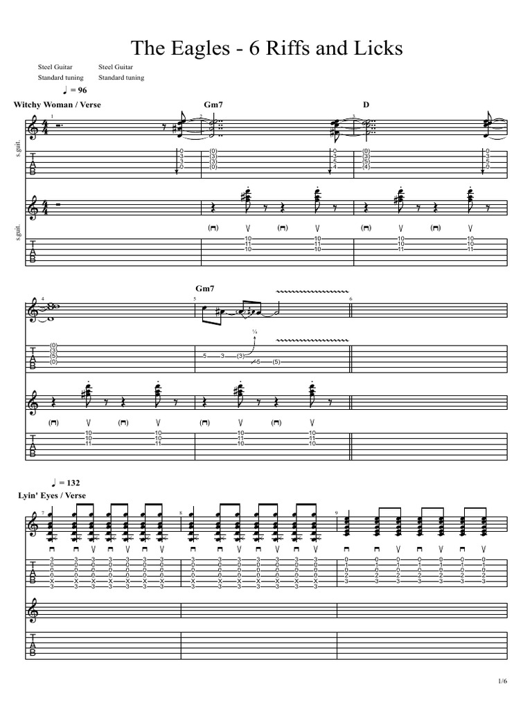Riffs et Licks des Eagles en Steel Guitar | PDF
