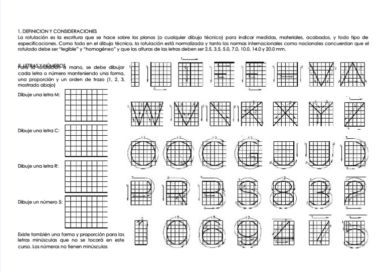 Rotulación y Números en Dibujo Técnico | PDF