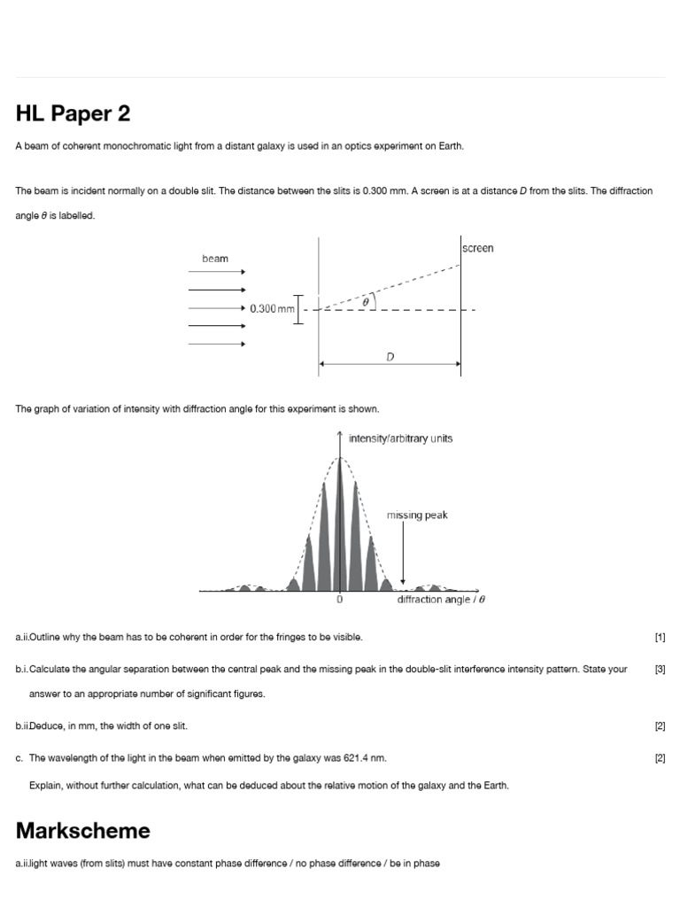 Markscheme HL Paper2 | PDF | Diffraction | Angular Resolution