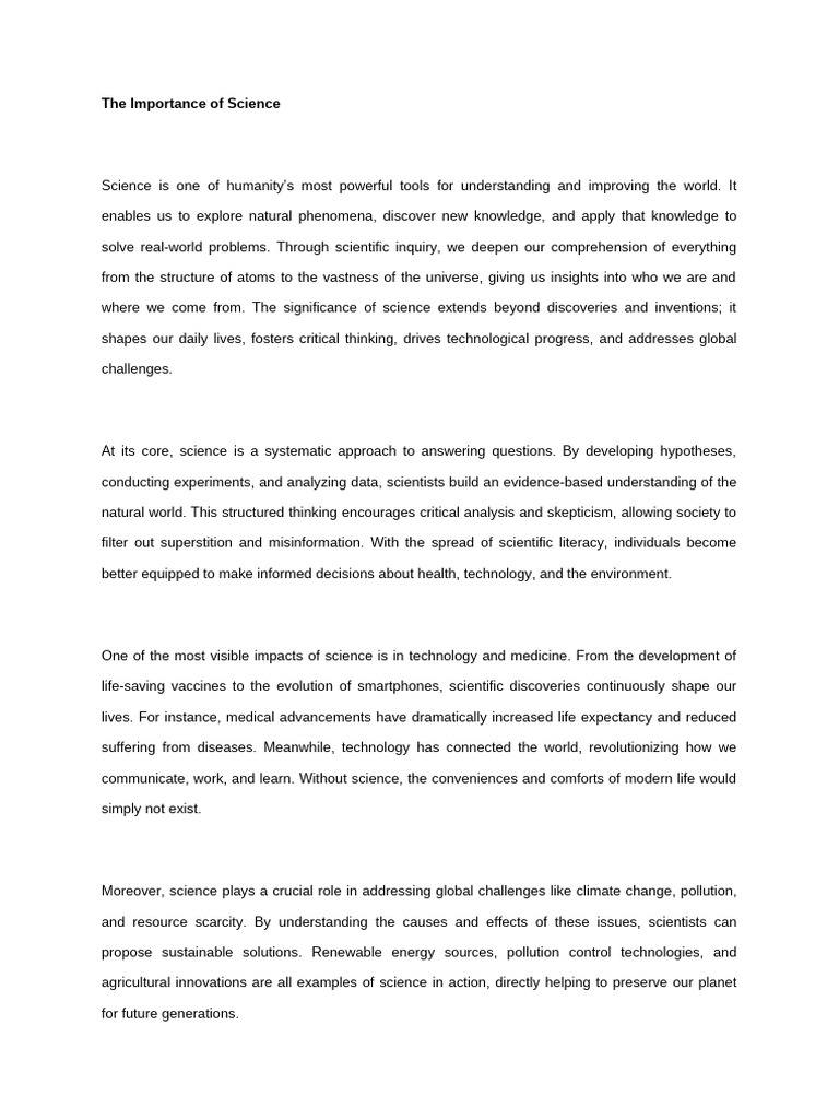 Significance of Science in Society | PDF