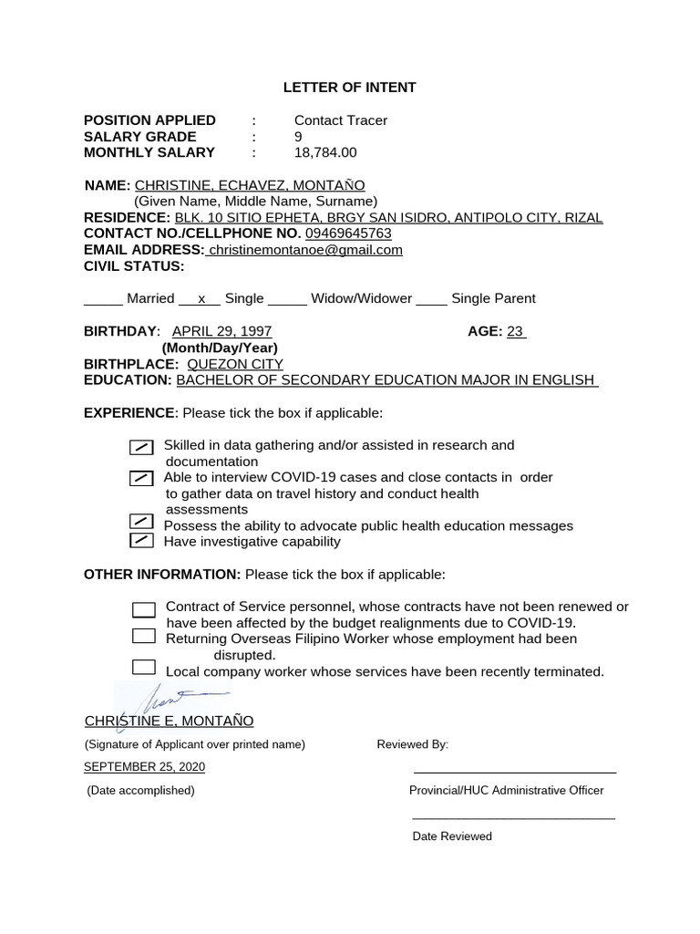 Intent Letter 1 | PDF