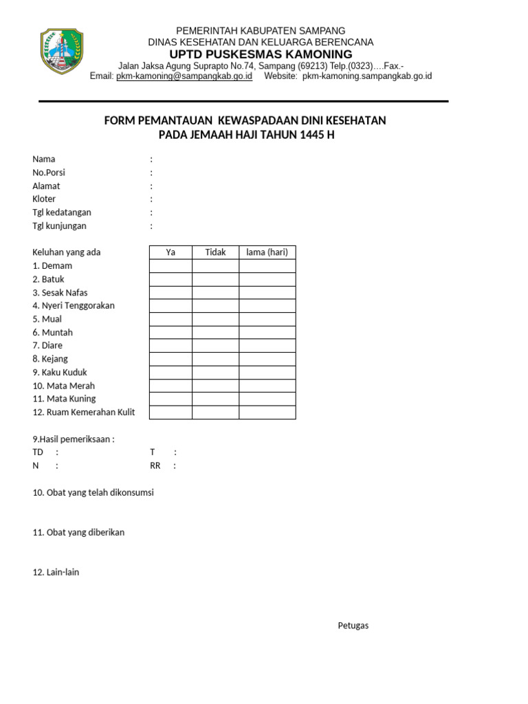 Form Kedatangan Jemaah Haji | PDF
