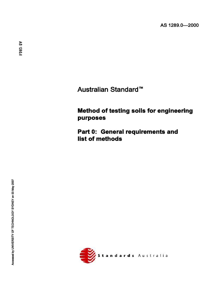 1289.0 - AS1289.0 - 2000 Method of Testing Soils For Eng Purposes Part ...