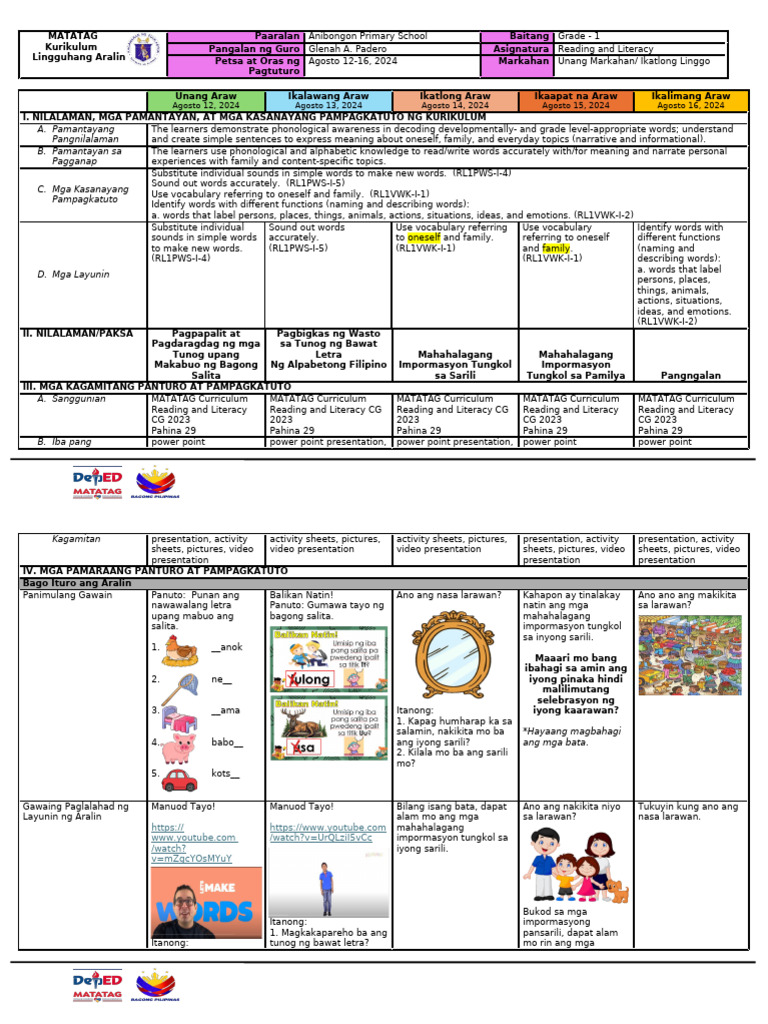 G1 Q1 DLL Week 3 RL | PDF