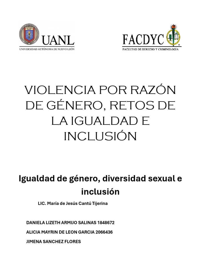 Violencia de Género y Retos de Inclusión | PDF | Estudios de género ...