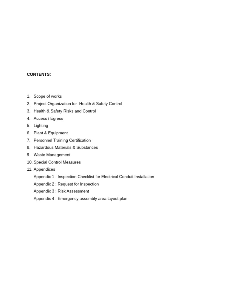 Health & Safety Method Statement for Conduit Installation | PDF | Pipe ...