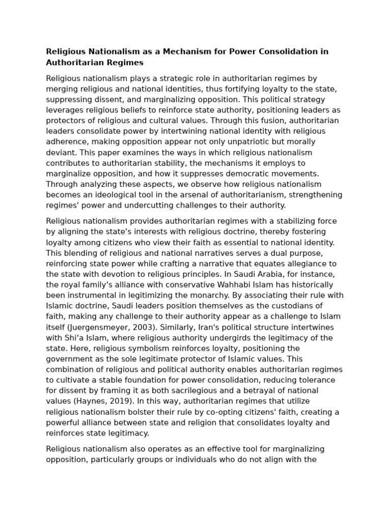 Religious Nationalism | PDF | Nationalism | Authoritarianism