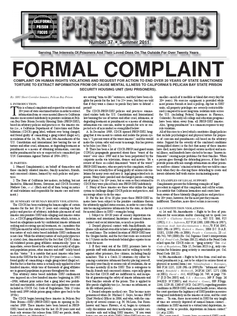 Human Rights Violations in CA Prisons | PDF | Solitary Confinement | Prison