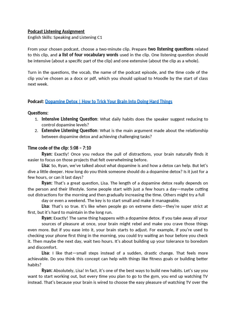 Podcast Assignment C1 2 | PDF | Disciplines | Cognitive Science