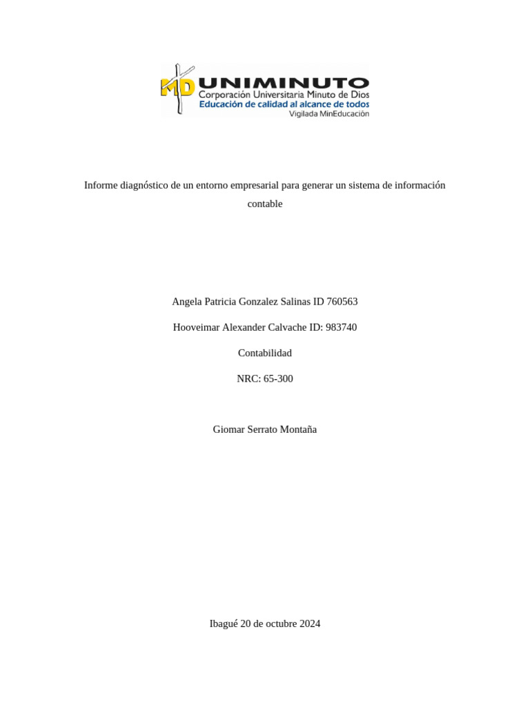 INFORME DIAGNOSTICO ENTORNO EMPRESARIAL PDF Contabilidad Business