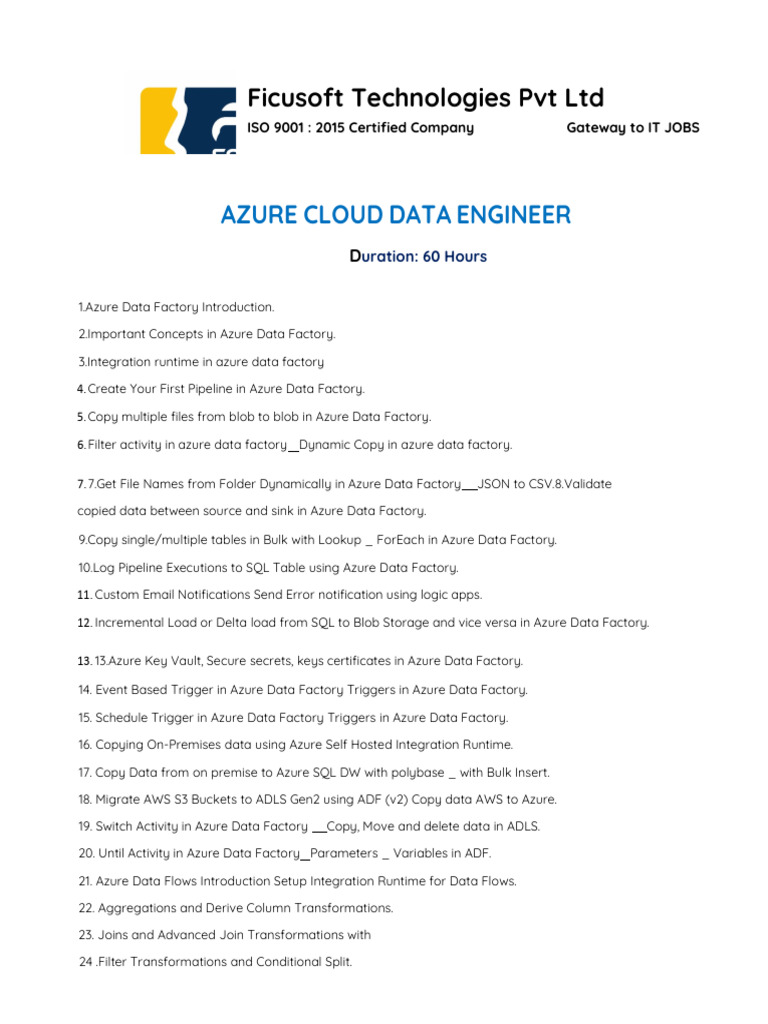 Azure Data Engineer | PDF | Microsoft Azure | Sql