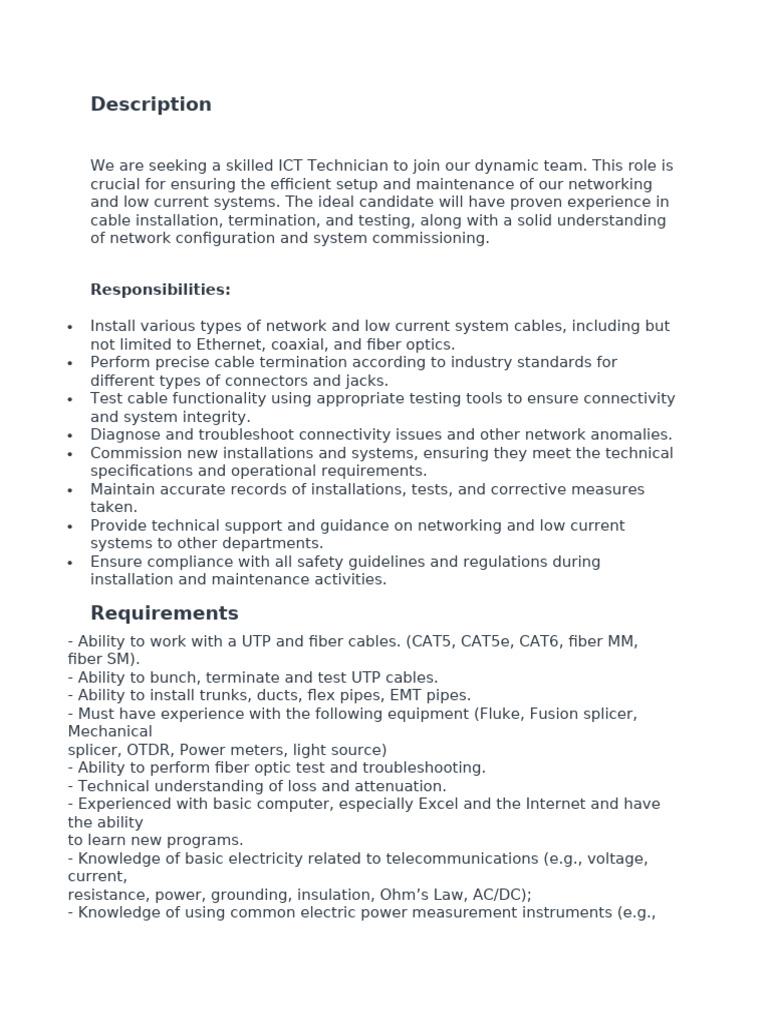 Technician ICT | PDF | Optical Fiber | Computer Network