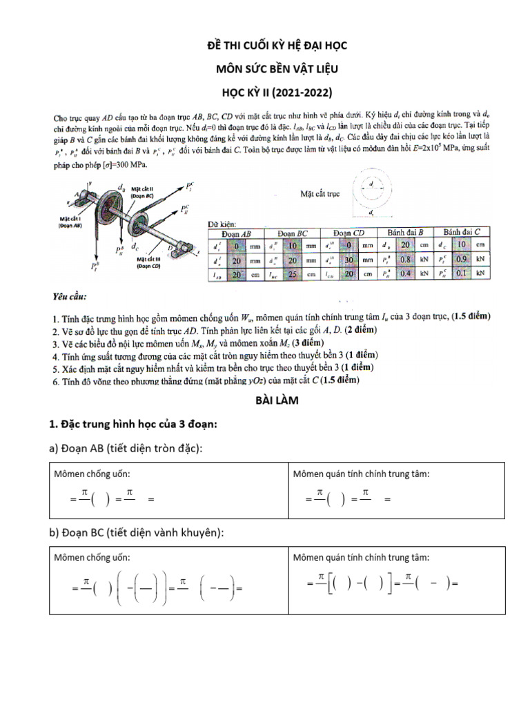 Hướng Dẫn Giải Đề Thi CK 2021-2022 | PDF