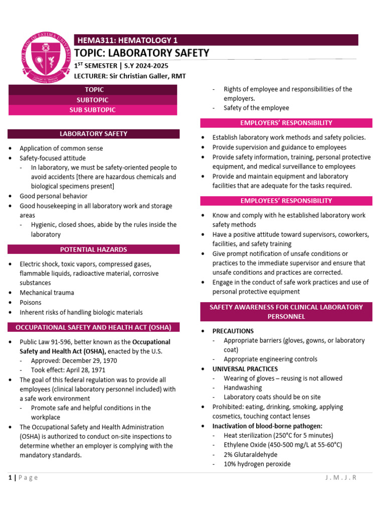 Laboratory Safety Guidelines for HEMA | PDF | Laboratories | Fires