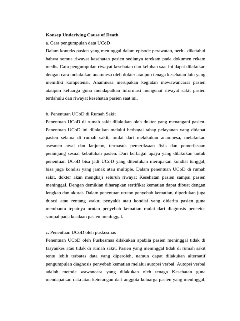 Materi Dan Tugas Pertemuan Kedua - Konsep Underlying Cause of Death | PDF