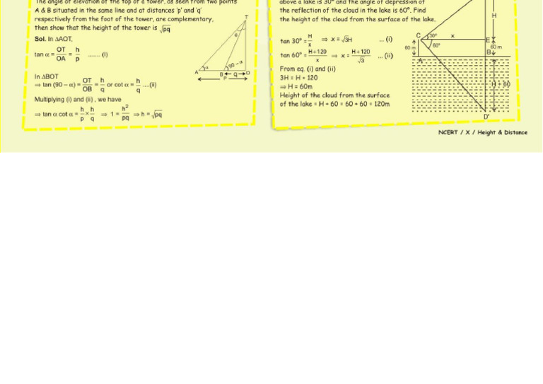 Height and Distance - Concept Map (Class-10) | PDF