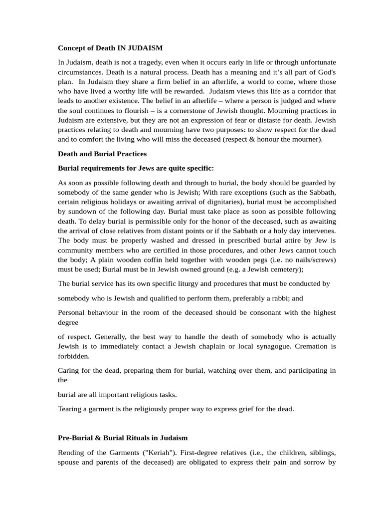 Jewish Mourning Practices Explained | PDF | Jews And Judaism | Death ...