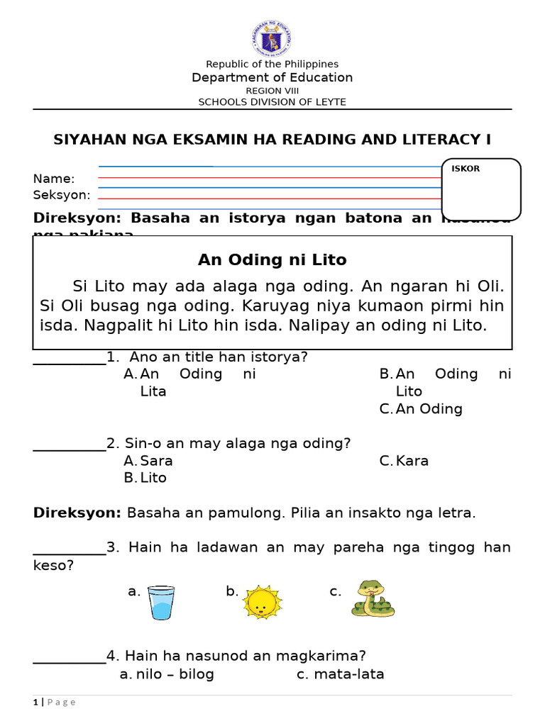 PT Reading and Literacy I First | PDF