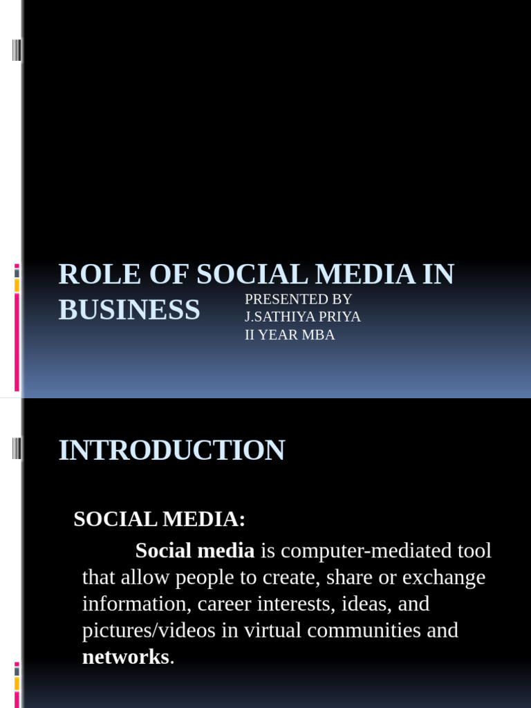 Role of Social Media in Business | PDF | Popular Culture & Media ...