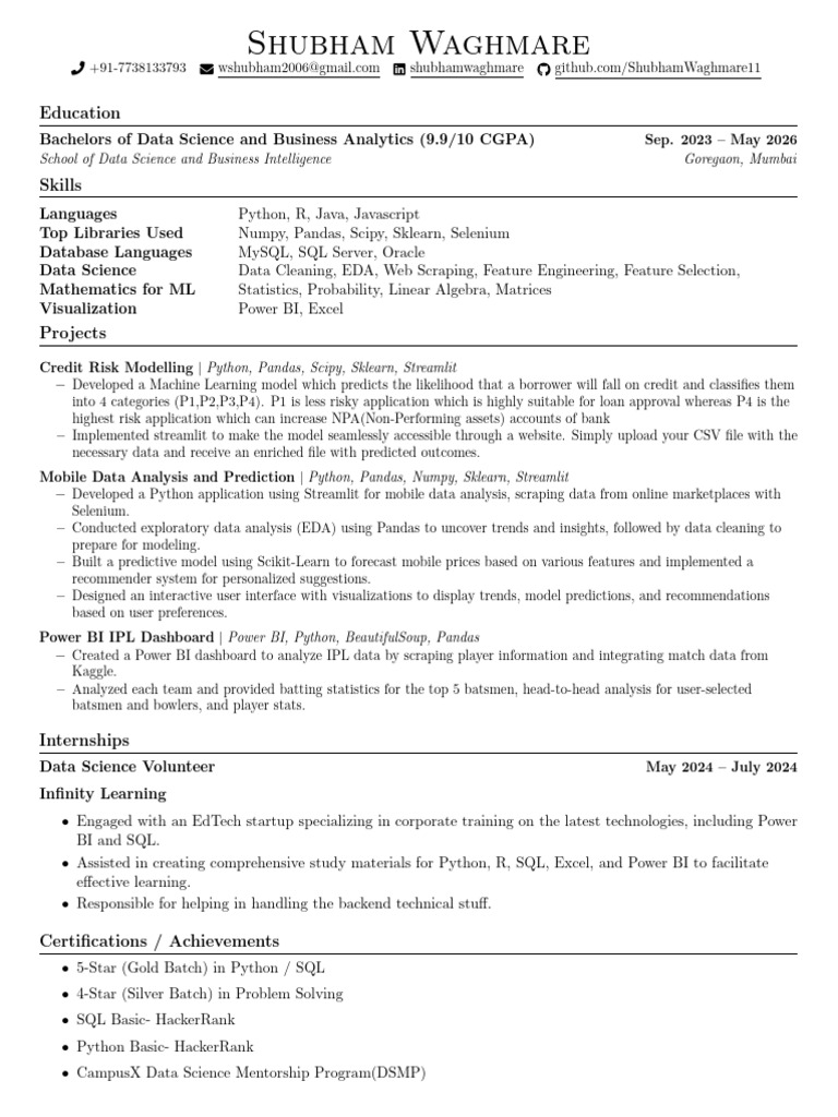 Aspiring Data Scientist Portfolio | PDF | Data Science | Python ...