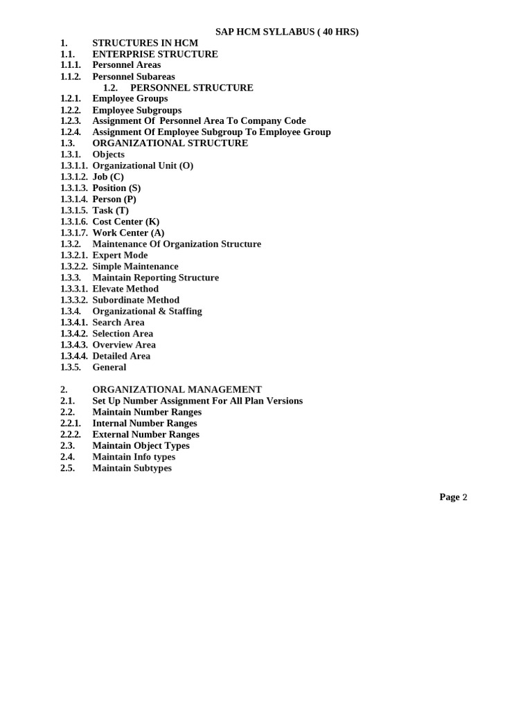 SAP HCM Course Outline | PDF | Human Resource Management | Human Resources