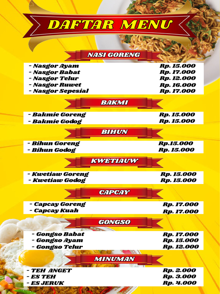 MENU NASI GORENG | PDF