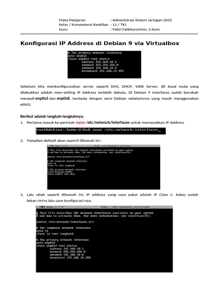 Konfigurasi DHCP Server di Debian 9 | PDF