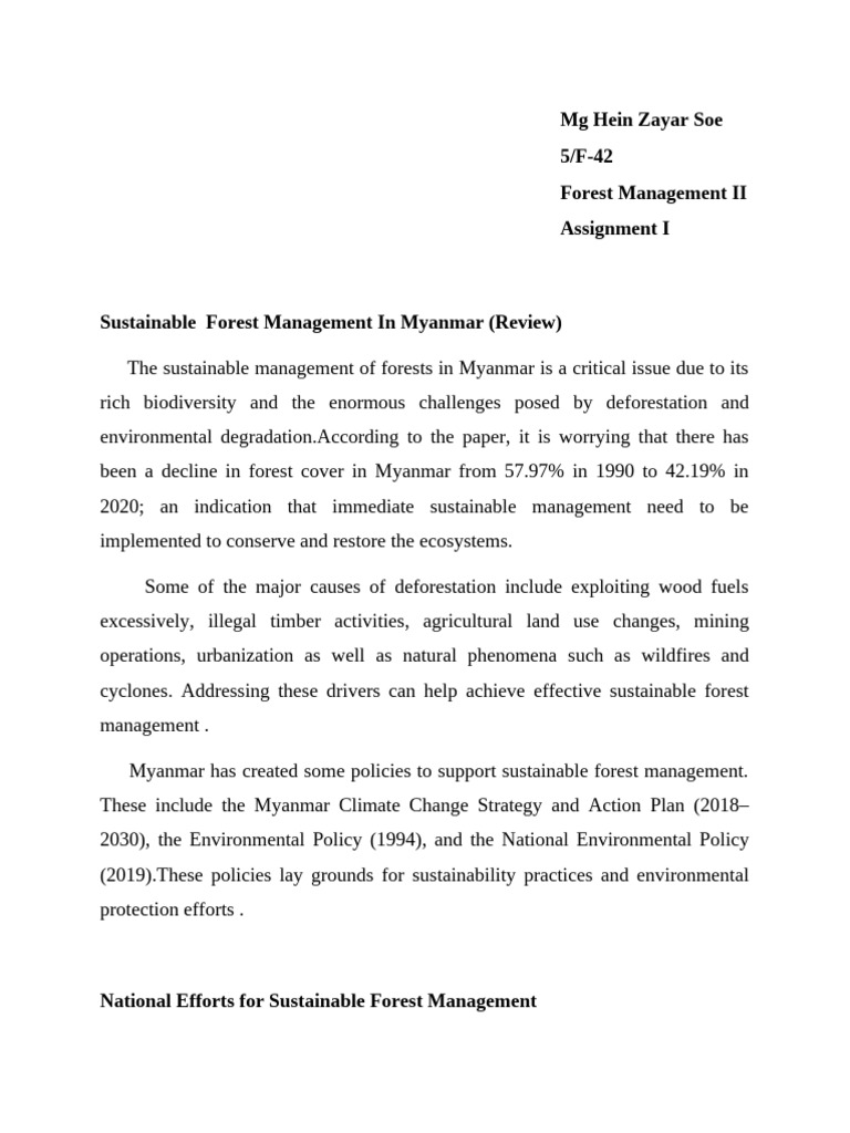 Sustainable Forest Management in Myanmar | PDF | Forestry | Sustainability