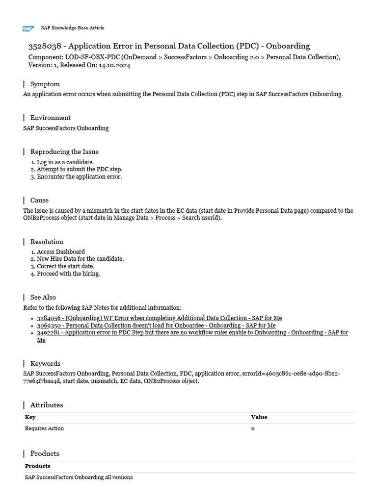 PDC Application Error in Onboarding | PDF